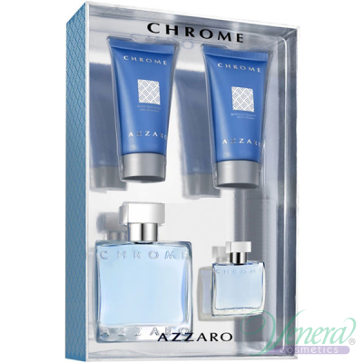 Azzaro Chrome Set (EDT 50ml + EDT 7ml + AS Balm 50ml + SG 50ml) για άνδρες Αρσενικά Σετ