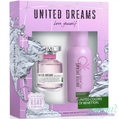 Benetton United Dreams Love Yourself Set (EDT 80ml + Deo Spray 150ml) για γυναίκες Γυναικεία Σετ