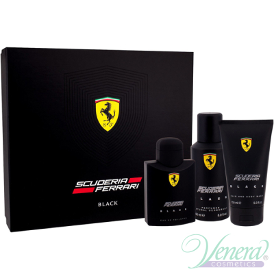 Ferrari Scuderia Ferrari Black Set (EDT 125ml + Deo Spray 150ml + SG 150ml) για άνδρες Ανδρικά Σετ