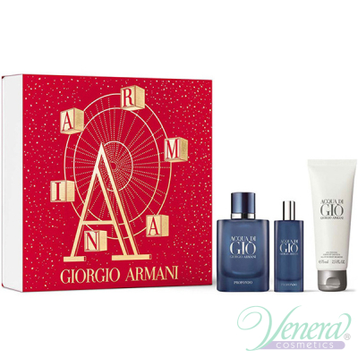 Armani Acqua Di Gio Profondo Set (EDP 40ml + EDP 15ml + SG 75ml) για άνδρες Ανδρικά σετ