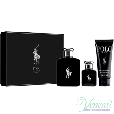 Ralph Lauren Polo Black Set (EDT 125ml + EDT 40ml + H&B Wash 100ml) για άνδρες Αρσενικά Σετ