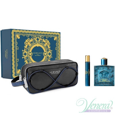 Versace Eros Eau de Parfum Set (EDP 100ml + EDP 10ml + Trousse) για άνδρες Αρσενικά Σετ