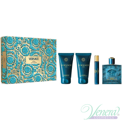 Versace Eros Eau de Parfum Set (EDP 100ml + EDP 10ml + AS Balm 75ml + SG 75ml) για άνδρες Αρσενικά Σετ