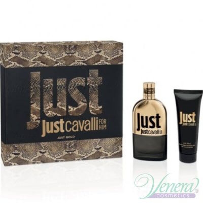 Roberto Cavalli Just Cavalli Gold Him Set (EDP 90ml + SG 75ml) for Men Men's Fragrance